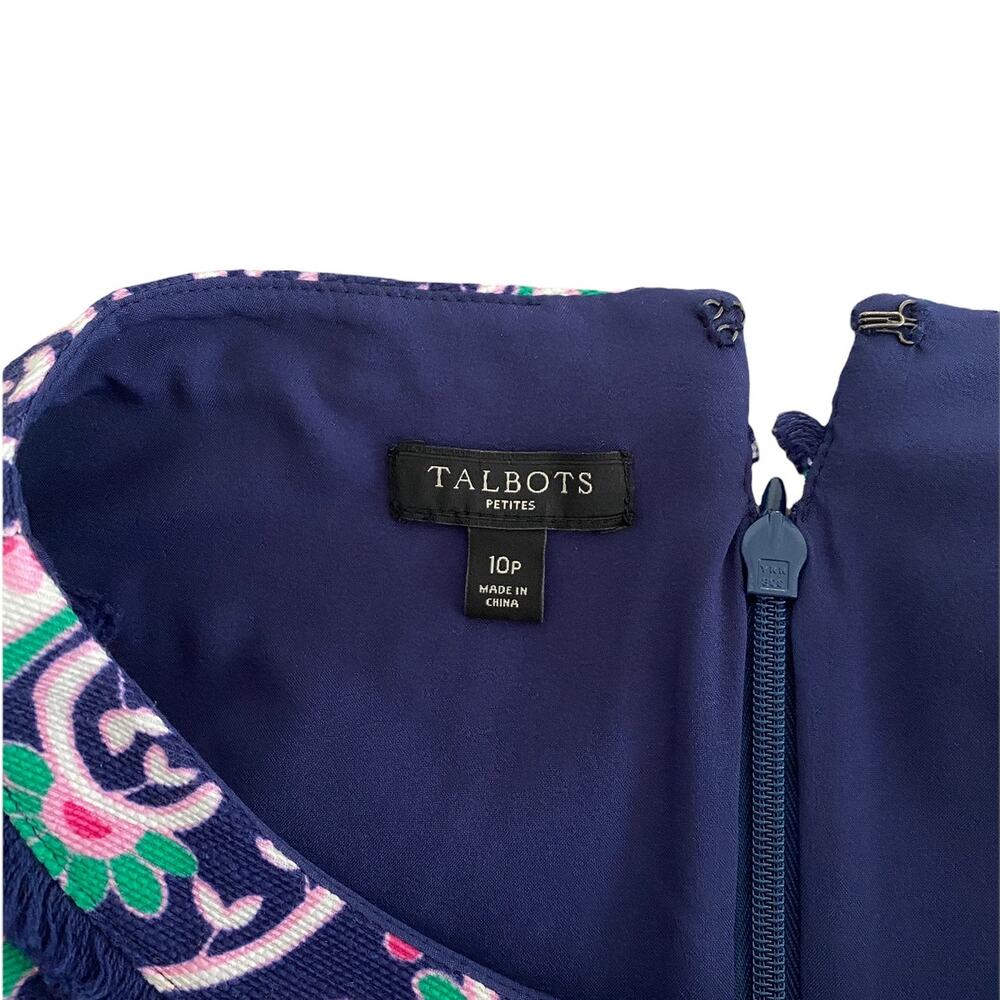 Talbots Womens Sleeveless Floral Sheath Dress Blue Green Pink 10P - Picture 5 of 7